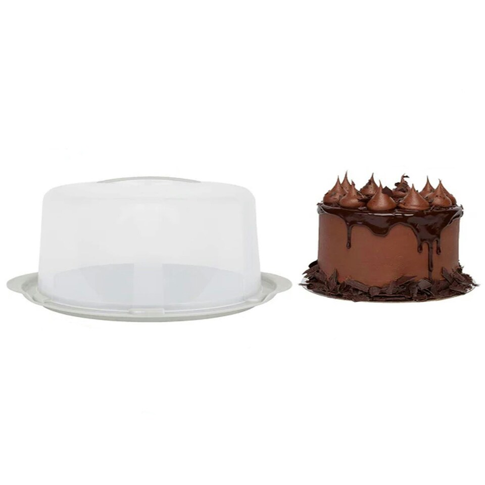 image 1 of Deep Cake Clear Plastic Storage Containers With Handles & Lids For Cakes and Desserts