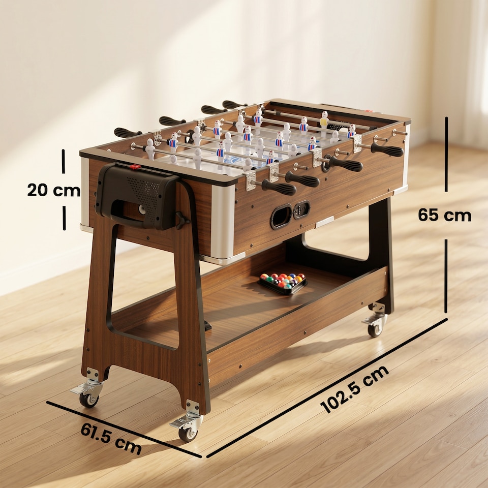image 1 of SPORTNOW 3 in 1 Reversible Multi Game Table with Lockable Wheels and Shelf