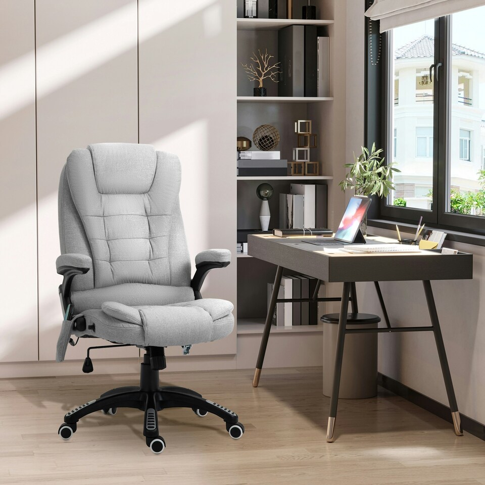 image 1 of Vinsetto Office Chair w/ Heating 6-Point Massage Relaxing Reclining Grey