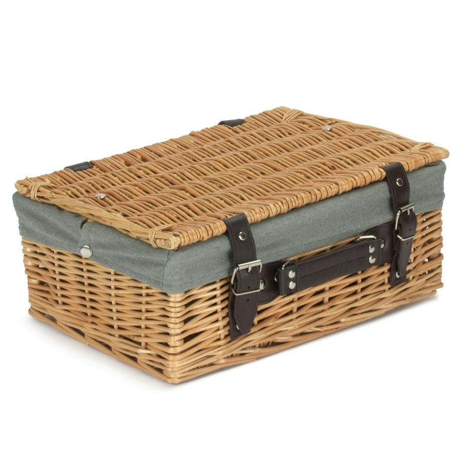 image 1 of 36cm Wicker Picnic Basket with Lining Black | Black | One Size