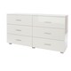 image 2 of Lido 3+3 Drawer White Gloss Wide Chest of Drawers - White High Gloss Bedroom Storage with Matte Silver Handles | White | White | 1