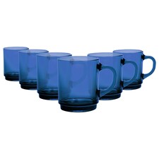 Duralex Versailles Glass Coffee Mugs - 260ml - Saphir - Pack of 6 | Blue | Saphir