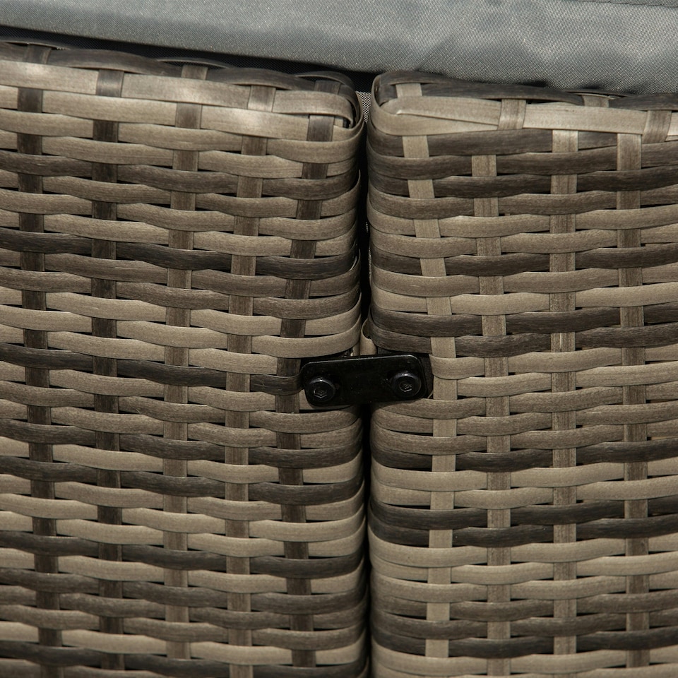 image 1 of Outsunny 5 PCs Cushioned Outdoor Plastic Rattan Round Sofa Bed Table Set Grey