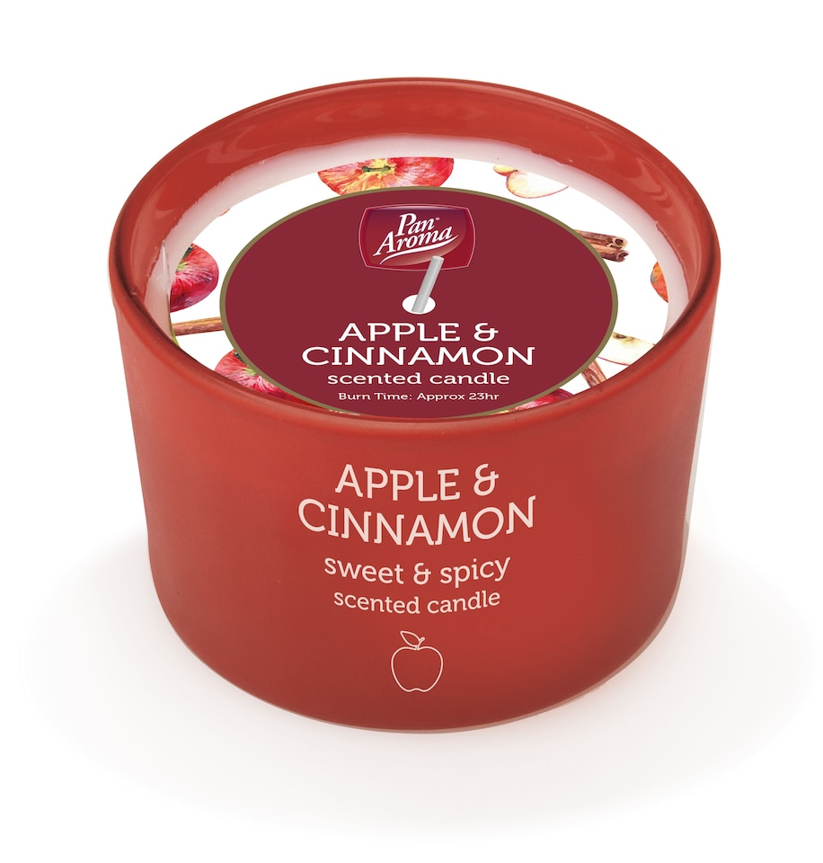 image 1 of Pack of 3 Pan Aroma Apple & Cinnamon Coloured Jar Candle 85g