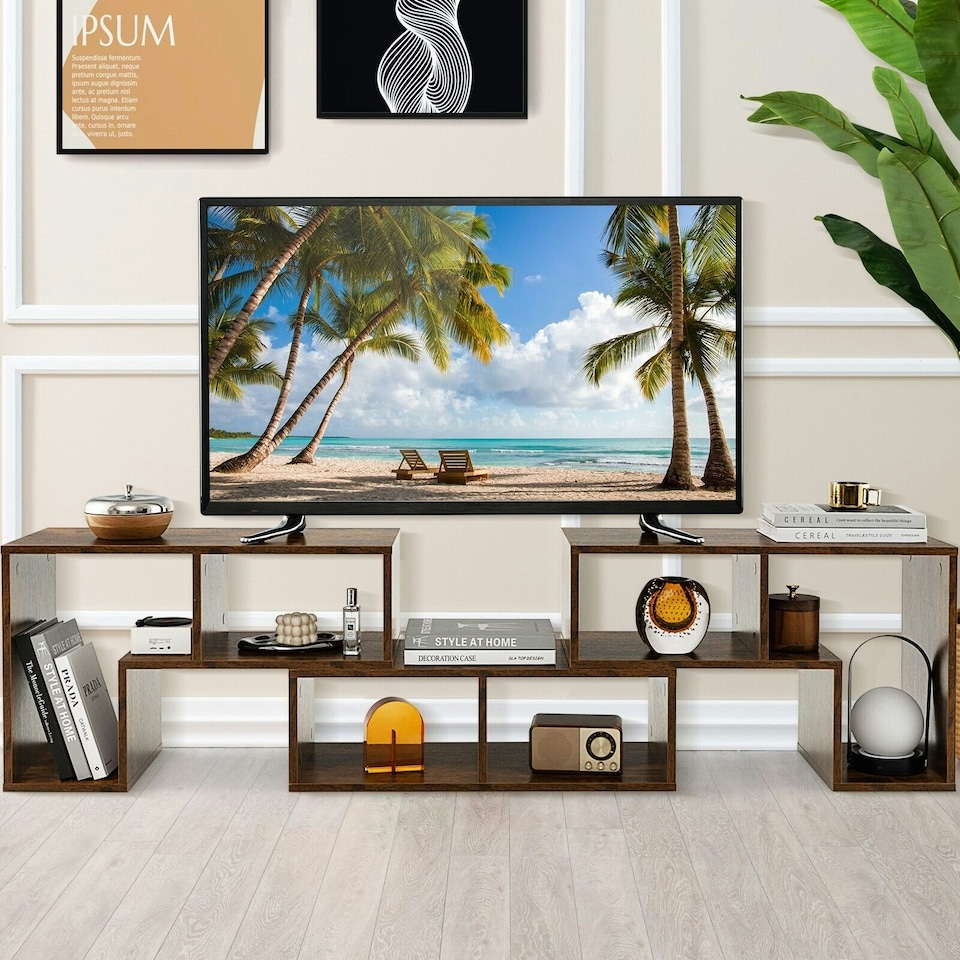 image 1 of COSTWAY TV Stand for TVs 65 Inches Entertainment Center Brown | Brown | 1