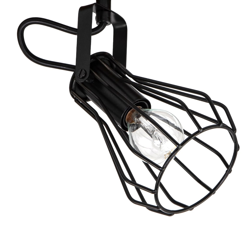 image 1 of COSYLYTE Kendan 3 Light Matt Black Wire Shade Spotlight with Wooden Backplate | Black | Walnut wood | 1