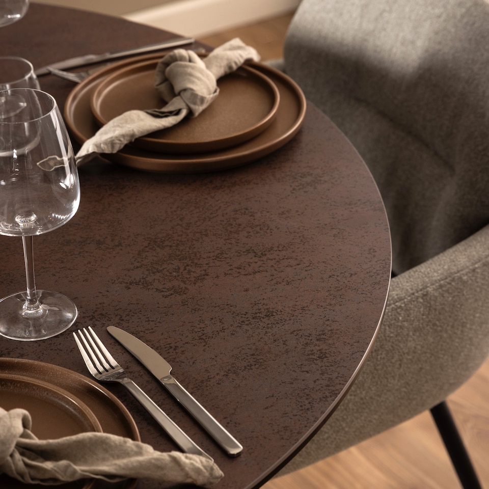 image 1 of Heaven Round Dining Table with Ceramic Rusty Brown Top