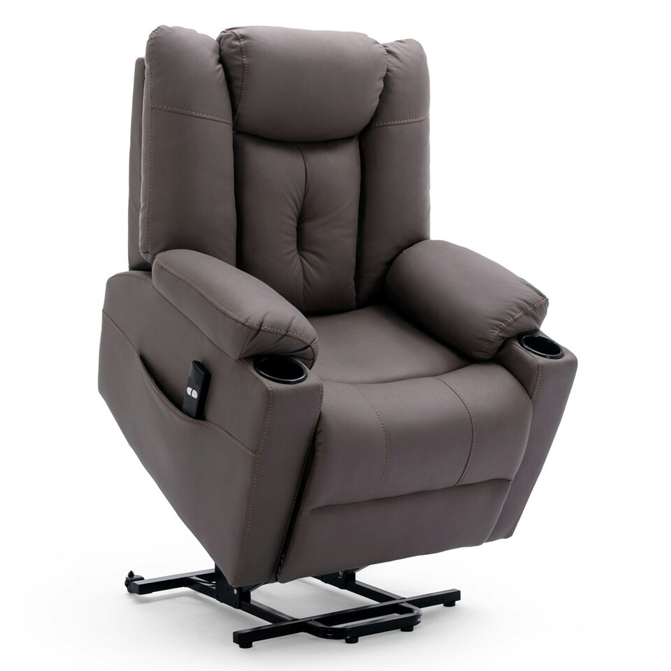 image 1 of Afton Technology Fabric Single Motor Rise Recliner Lift Mobility Chair (Brown)