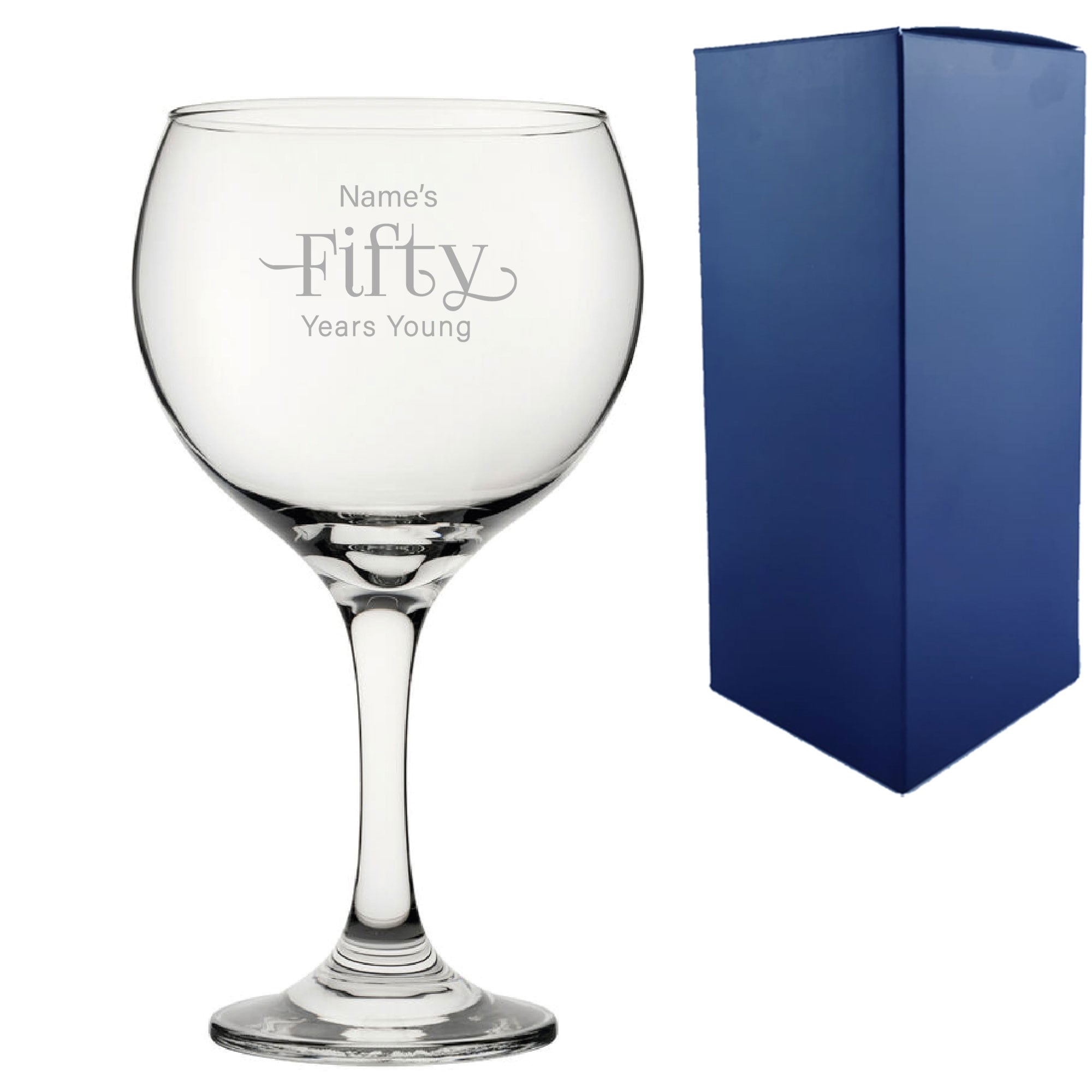 Personalised 50th Birthday Years Young Sweeping Font Cubata Gin Glass