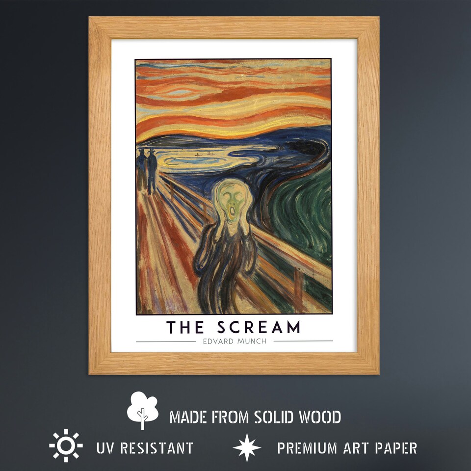 image 1 of Edvard Munch The Scream Art Wood Framed Wall Art Print | Orange