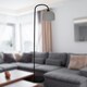 image 4 of Francine - Black Arched Floor Lamp with Frosted Glass Shade Black | White