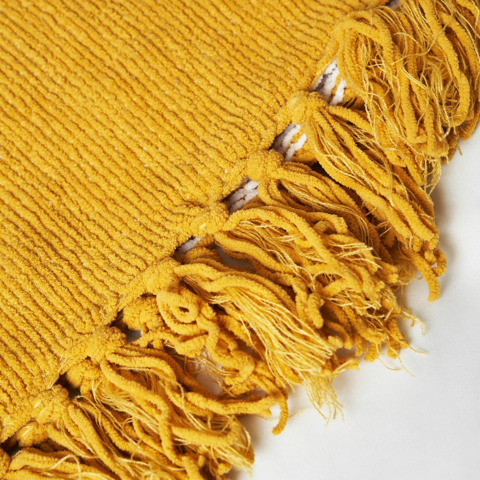 image 1 of BHS Diamond Chenille Throw, Yellow Yellow | Ochre