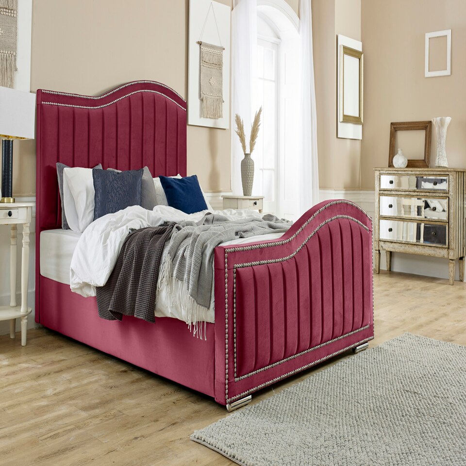 Kendrick Plush King Bed Frame - Maroon
