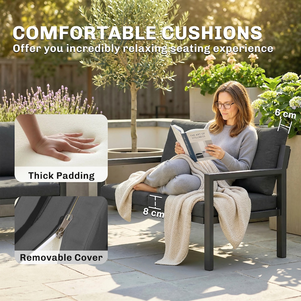 image 1 of Outsunny Rattan Garden Furniture Set, Outdoor Furniture Conversation Set | Grey | Dark Grey | 120 x 67 x 71 cm (loveseat)