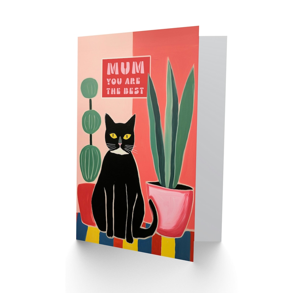 image 1 of Mothers Day Card You're Best Cat Lover Plants Mum Card