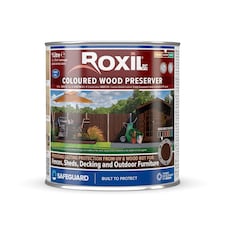 Roxil Wood Stain Preserver (1L Burnt Umber) - 5 Year Protection for Indoor & Outdoor Decking, Fence, Shed, Furniture.5 m Coverage