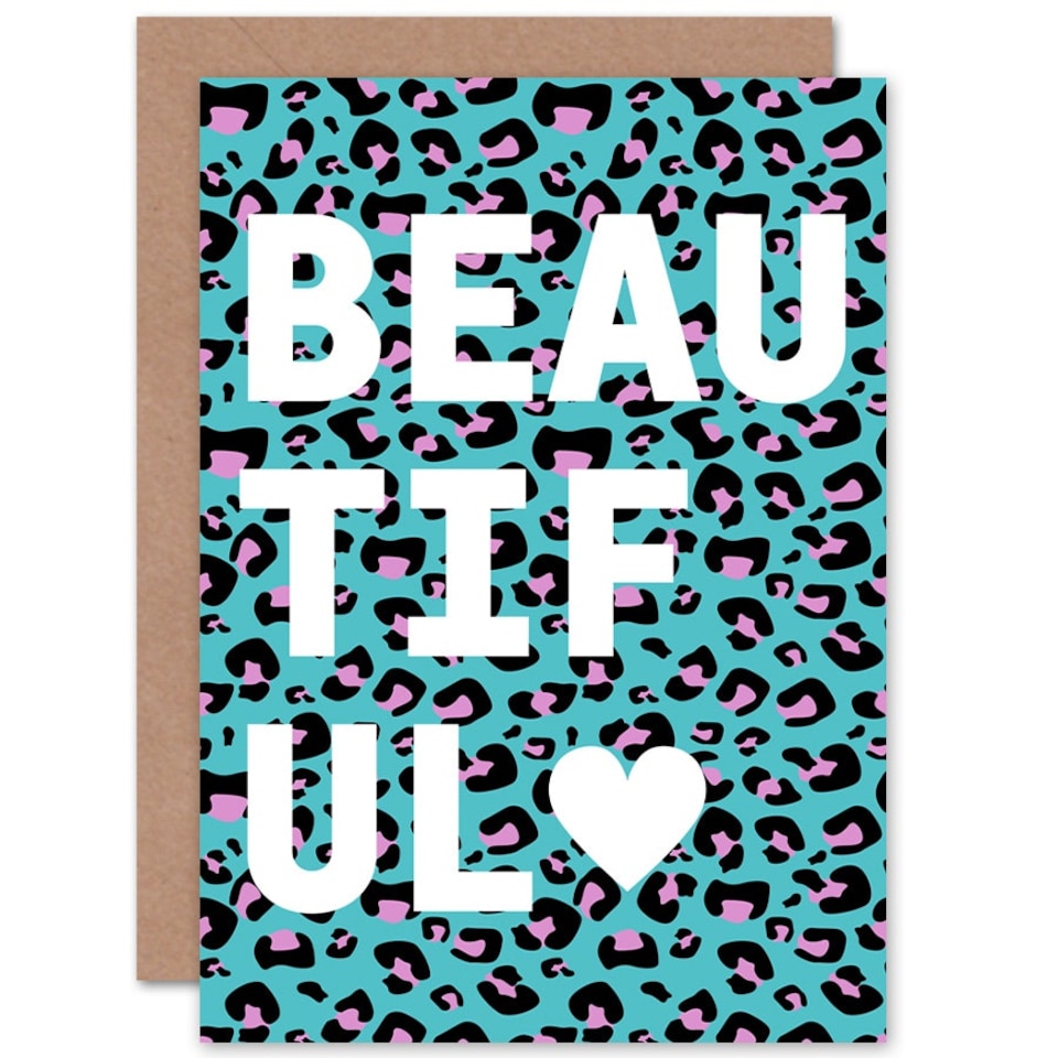 image 1 of Words Beautiful Purple Leopard Quote Card
