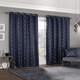 image 3 of Element Geometric Thermal Blackout Eyelet Curtains 168cm x 228cm Navy Blue | Blue
