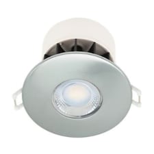 Set of 20 Fire Rated Brushed Steel LED Bathroom Recessed Downlights | Chrome | Brushed steel plate | Large | 20
