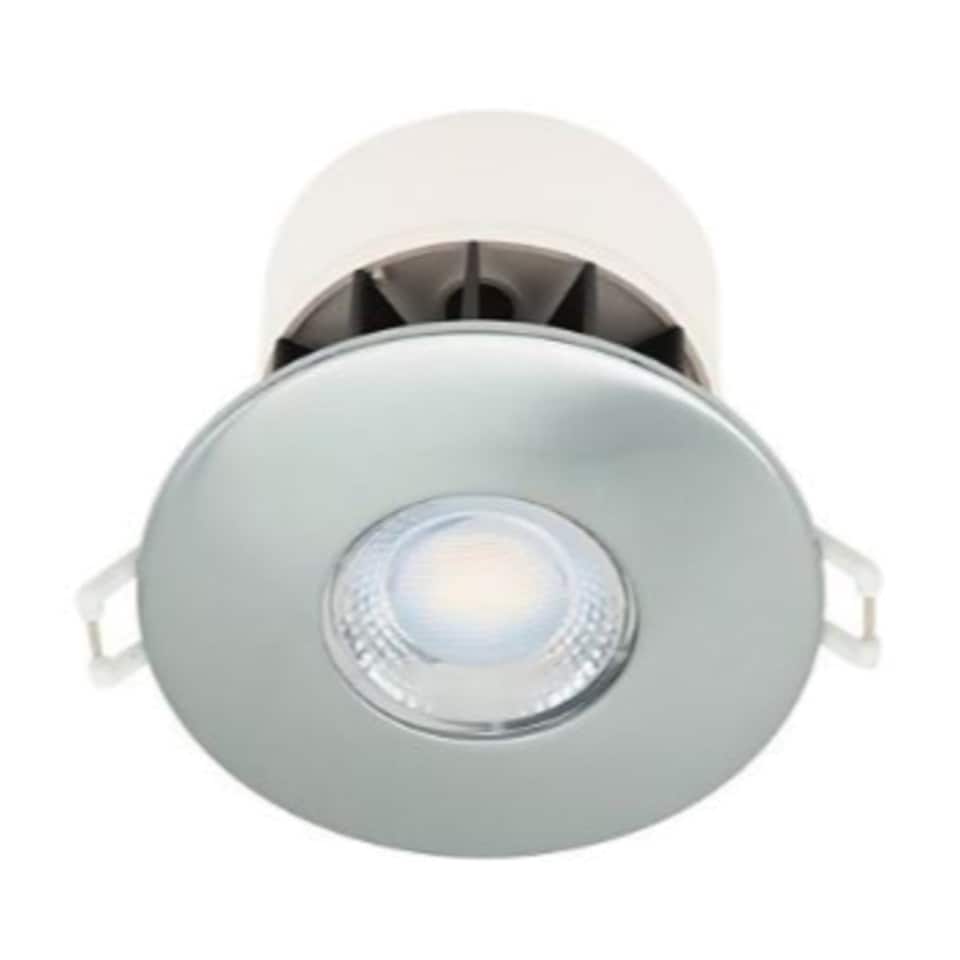 image 1 of Set of 20 Fire Rated Brushed Steel LED Bathroom Recessed Downlights | Chrome | Brushed steel plate | Large | 20