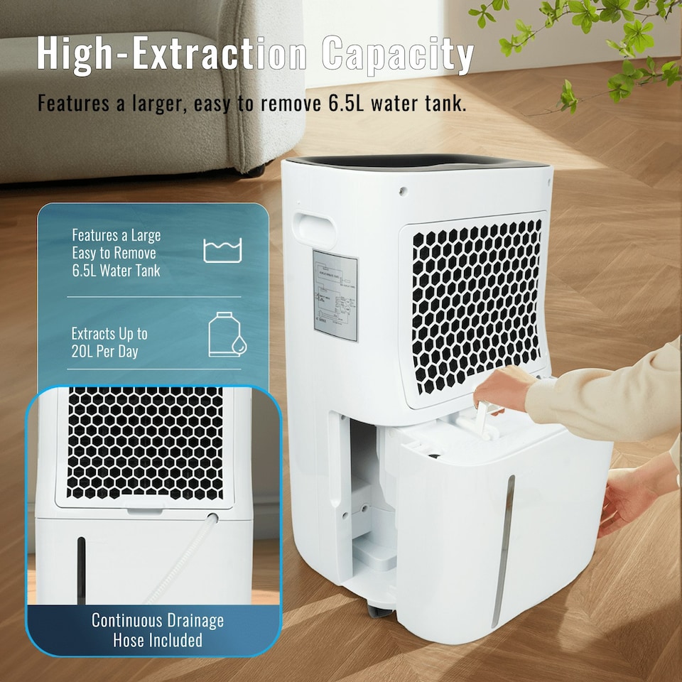 image 1 of PureMate 20 Litre Dehumidifier with air purifier Continuous Drainage Hose