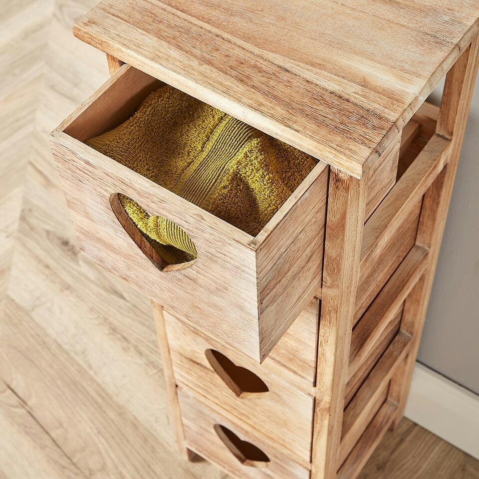 image 1 of 4 Drawer Chest Natural Wooden Bedroom Storage Organiser Bedside Fully Assembled Bronze | 4 Drawers