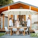 image 2 of Outsunny 4.4m Double-Sided Sun Umbrella Patio Parasol Solar Lights