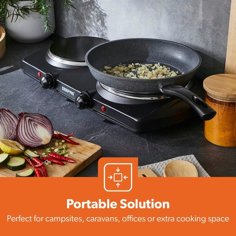 image 1 of GEEPAS Double Ceramic Hot Plate 2000W, Black