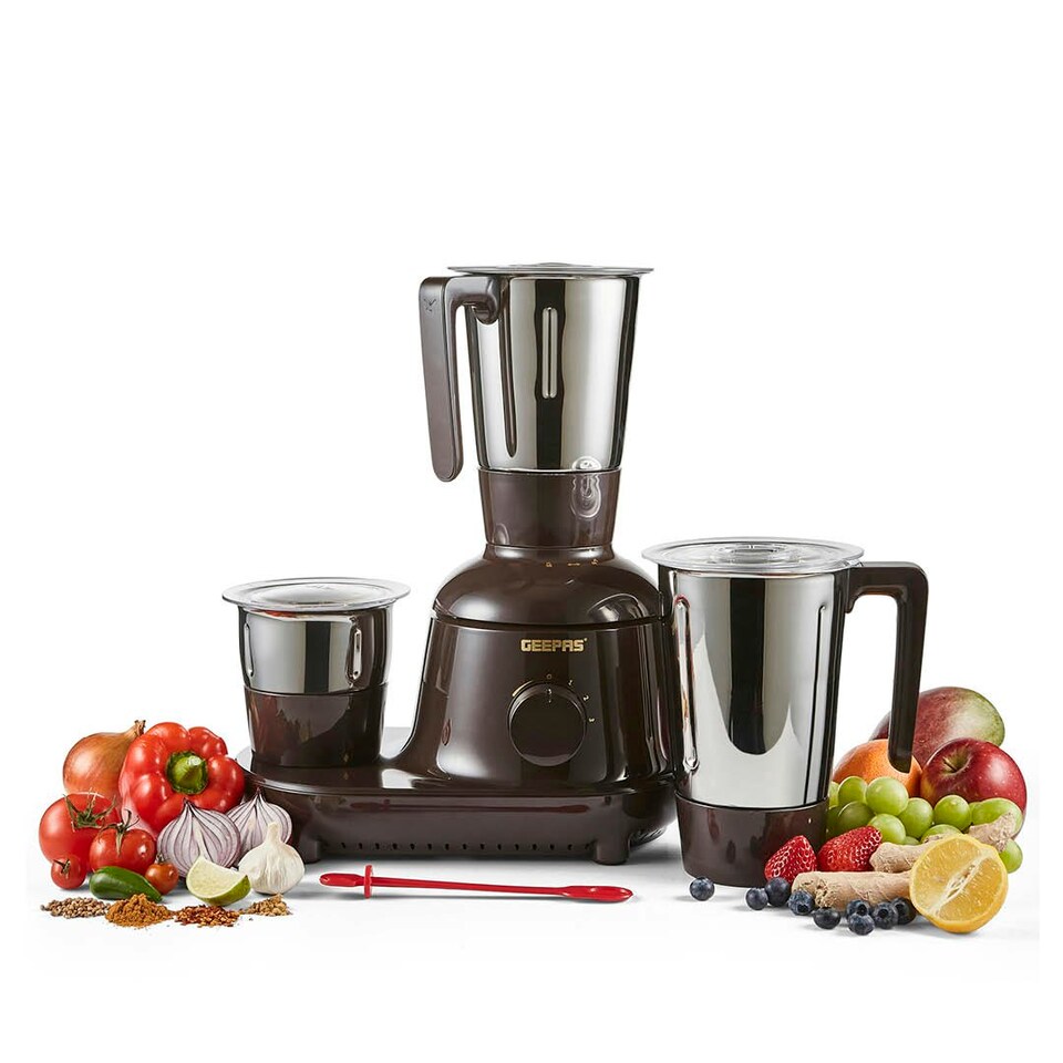 image 1 of GEEPAS 750W 3-in-1 Mixer Grinder | Stainless Steel Jars, Blades, Black