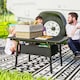 image 1 of Outsunny Folding Camping Table, 90 x 55 cm Height Adjustable Portable Collapsible Table, 3ft Lightweight Aluminium Rollup Picnic Table with Storage Basket for Outdoor Garden Party BBQ, Black | Black | Black | 90L x 55W x 66H cm