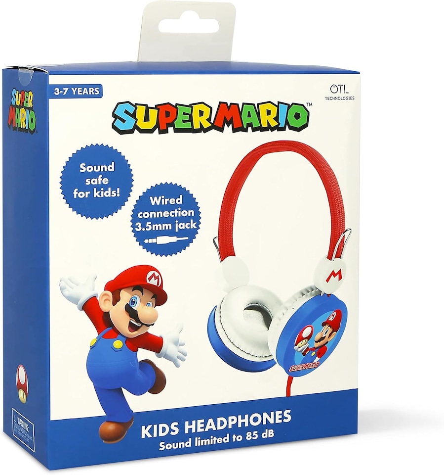 image 1 of Super Mario Kids Headphones | Red