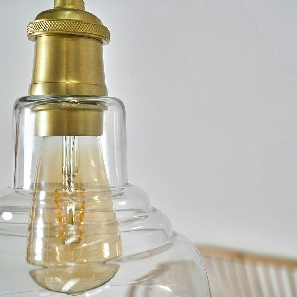 image 1 of ValueLights Aurelian Brushed Gold Pendant Light with Clear Dome Lamp Shade