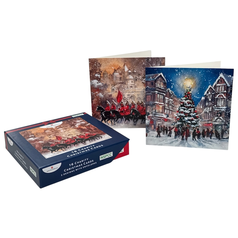 image 1 of Box of 16 Festive Snow Scenes NSPCC Charity Christmas Cards with Envelopes