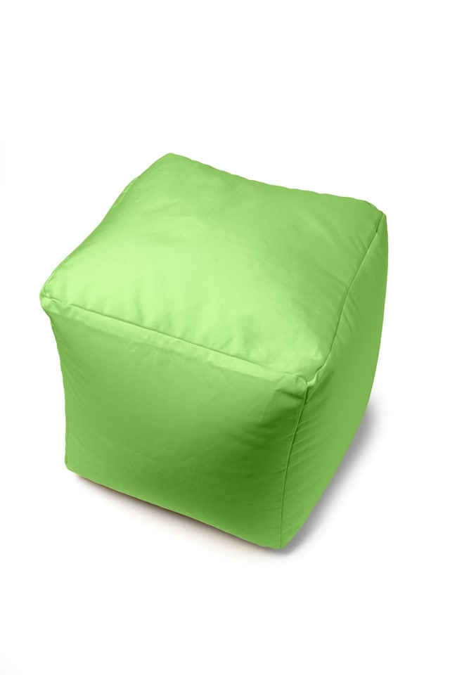 image 1 of Waterproof Cube Indoor Outdoor Bean Bag Foot Stool Pouffe | Green | Light Green