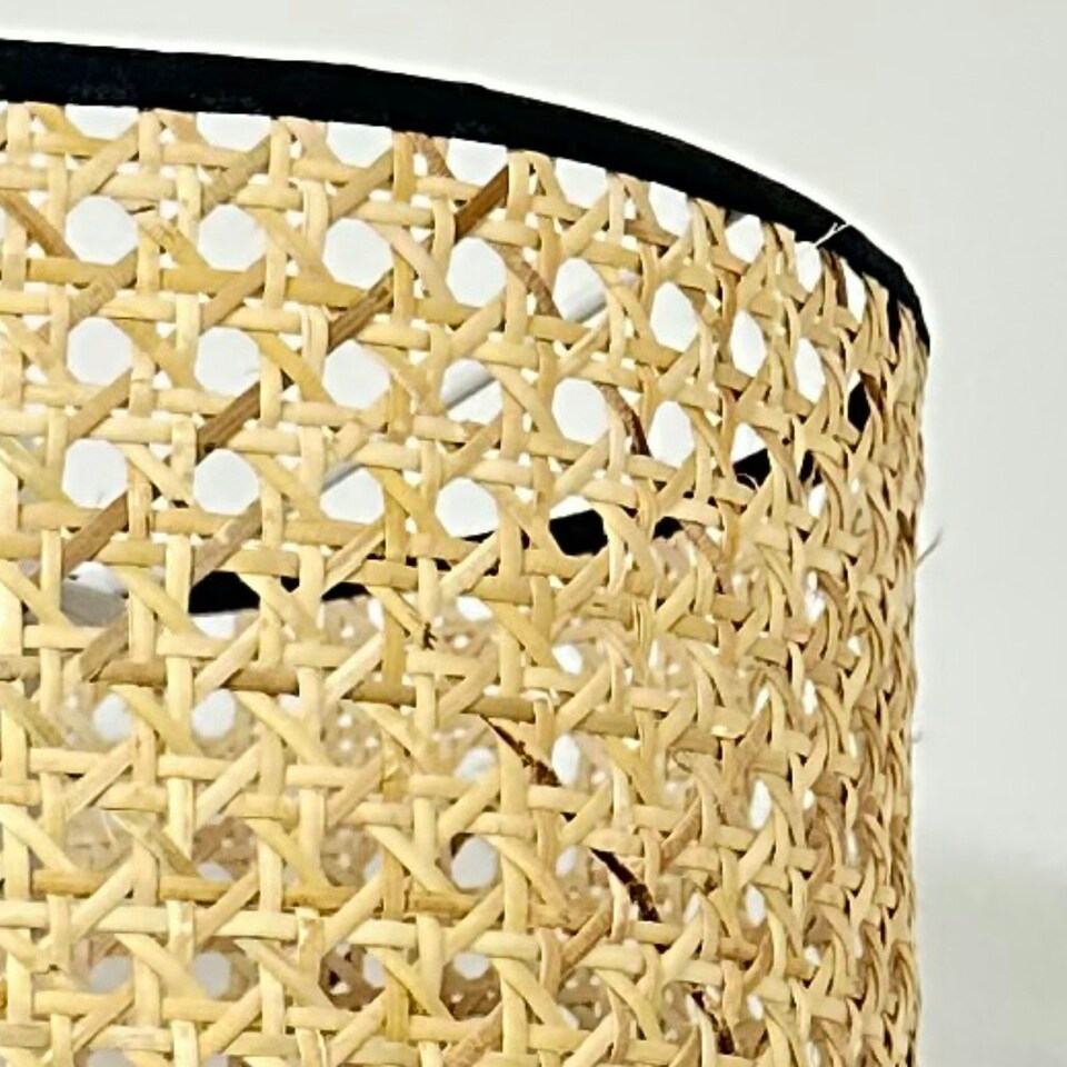 image 1 of First Choice Lighting Tuscan White Ceramic Lamp with Natural Cane Shade White | Brown