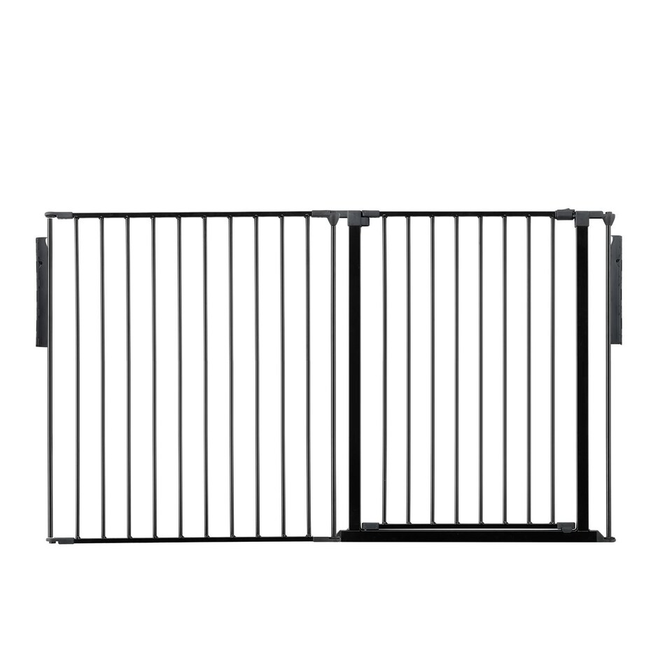 image 1 of Safetots Premium Extra Tall Room Divider, up to 154cm Wide, Black, 105cm Tall, Multi Panel Barrier for Baby and Toddler | Black