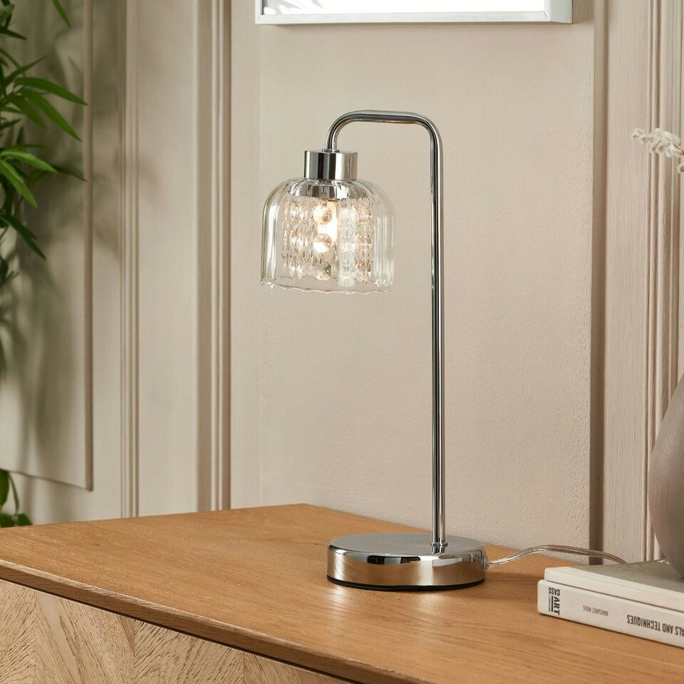 image 1 of Yarrow Polished Chrome & Glass Table Lamp