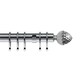image 1 of 35mm Fixed Length Metal Curtain Pole Set Satin Silver Acorn Finial 95cm