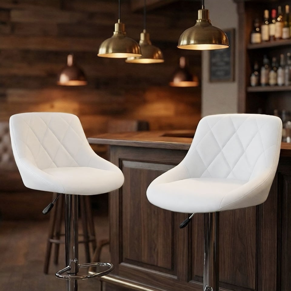 image 1 of Alivio Set of 2 Modern Chrome Adjustable Swivel Bar Stools with Footrest