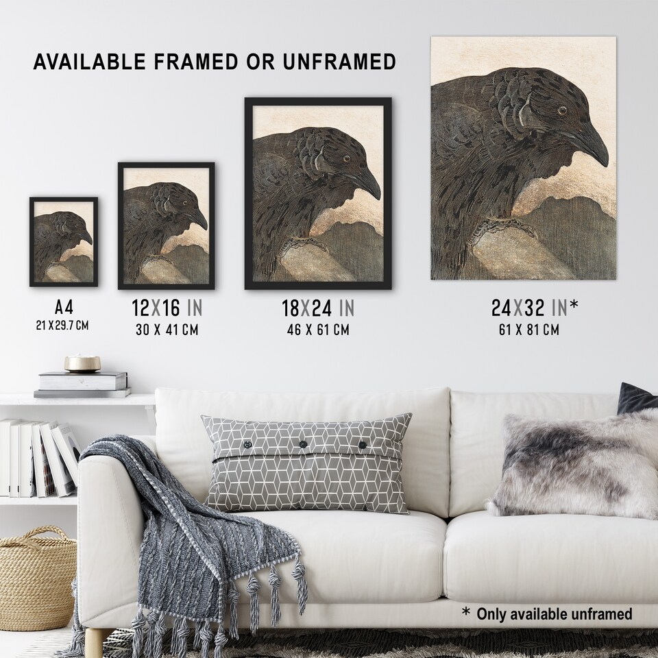 image 1 of Old Crow Bird Painting Vintage Wall Art Print van Hoytema 24x32"