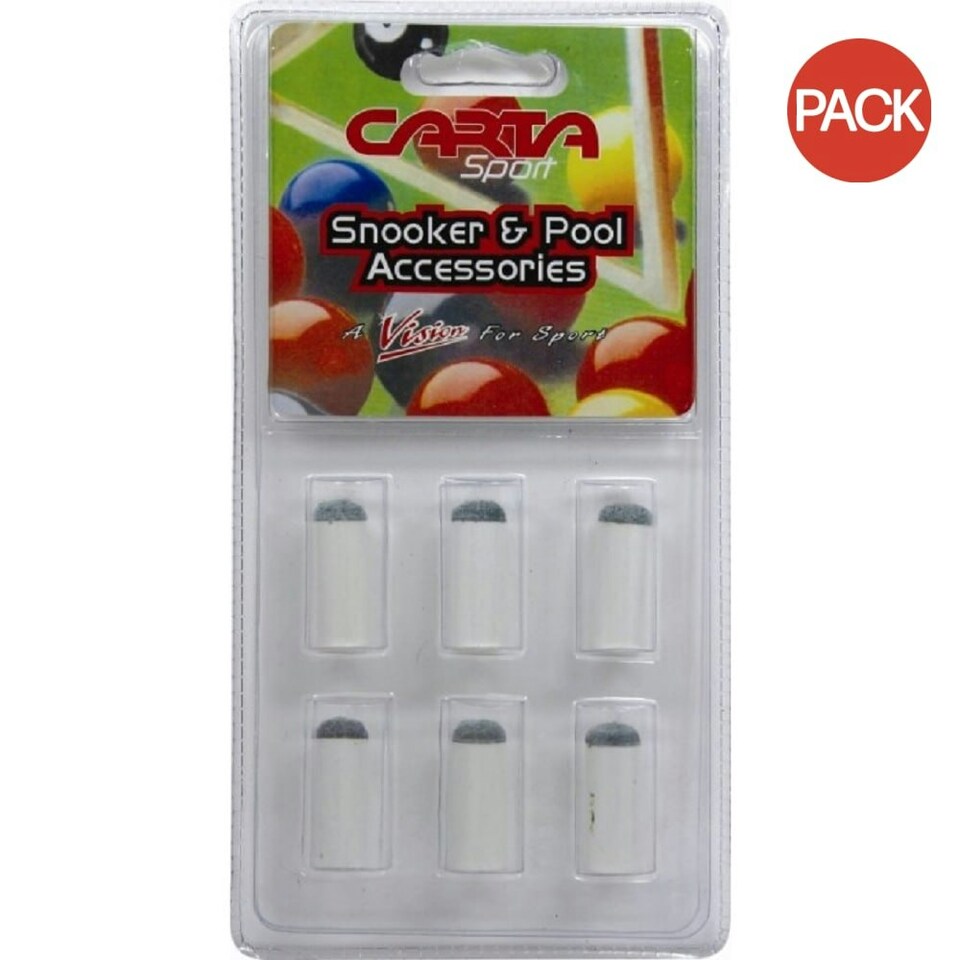 Carta Sport Pool Cue Tips (Pack of 6) - White - 10mm