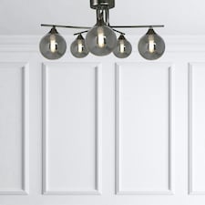 Carney Gun Metal Smoked 5 Light Semi Flush Ceiling Light