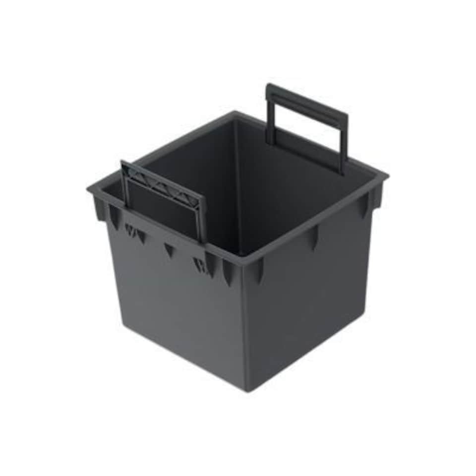 image 1 of 300mm Low Square Concrete Effect Plant Pot - 29.5x29x29 cm | Black | Black & Set of 2 | 2