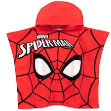 Marvel Spiderman Boys Red Poncho Towel | Hooded Towel with Web Pattern | Beach & Pool Use | Kids Bathing Accessories | Cartoon Character Merch