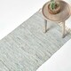 image 1 of Homescapes Leather Glitter Rug Silver and Natural - 66 x 200cm Runner Grey | 66 x 200 cm