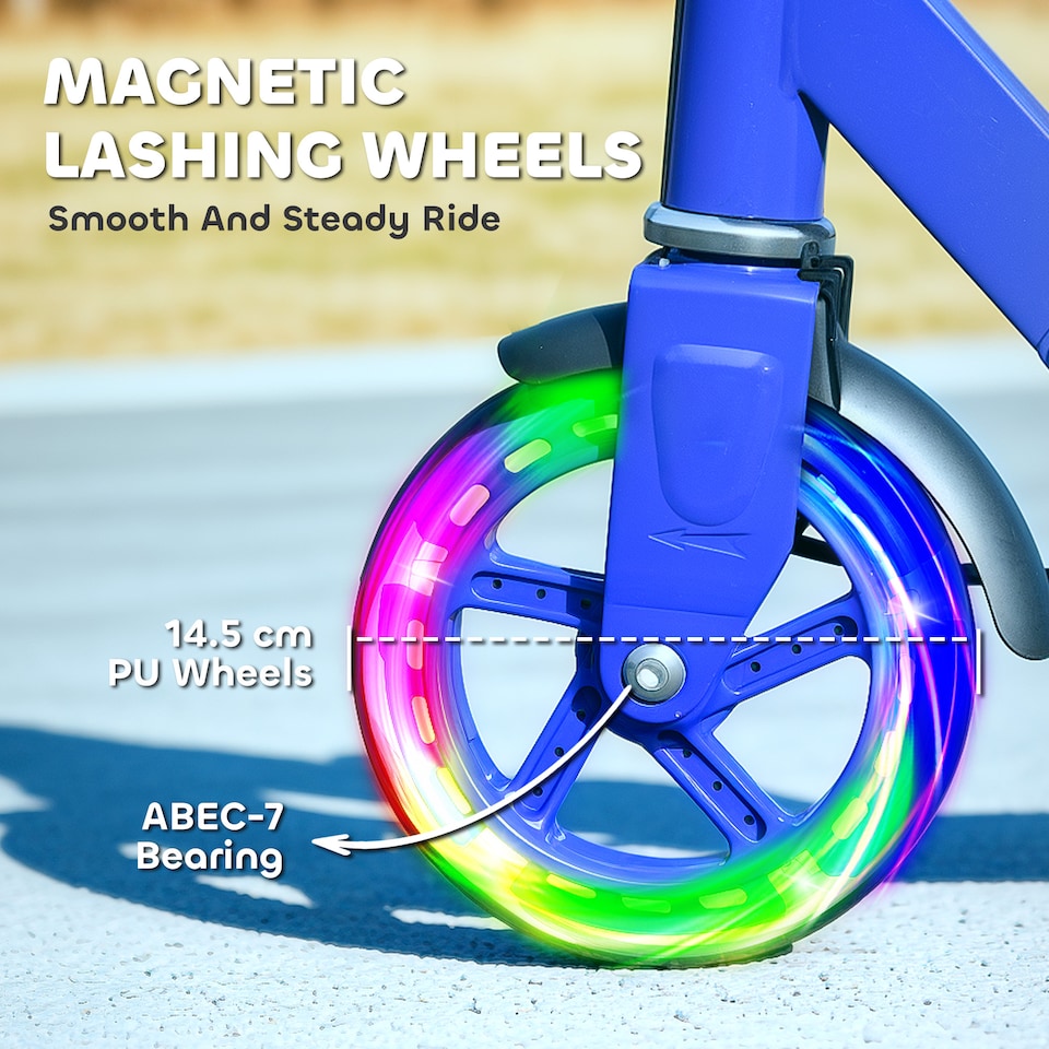 image 1 of AIYAPLAY Scooter for Ages 3-8 Years, Folding Kick Scooter with Adjustable Handle, Two Light Up Wheels, Handbrake, Rear Brake | Blue