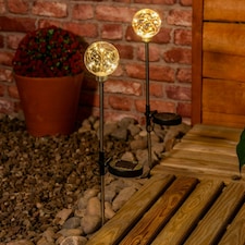ValueLights 2 Pack Solar Powered Outdoor Fairy Globe Spike Lights Garden Stake Lamp