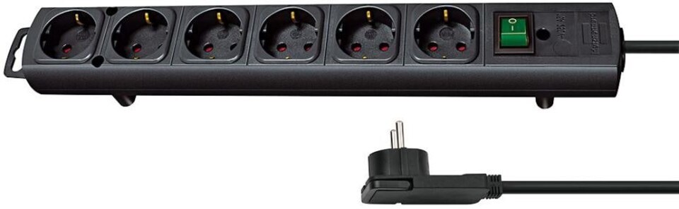 BRENNENSTUHL - Comfort-Line Plus Euro 6 Gang Extension Lead, 2m, Black