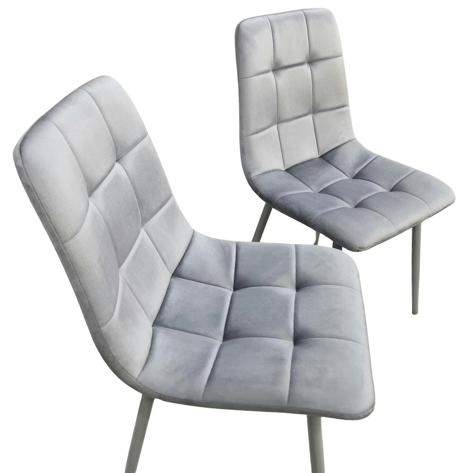 image 1 of Dining Chairs Set of 2 Grey Velvet Kitchen Chairs Grey