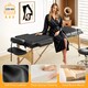 image 6 of HOMCOM Foldable Massage Bed with Beech Wood Legs Face Cradle Armrests Black Black | Natural Wood